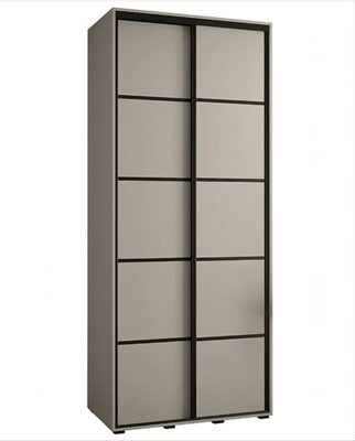 Arte Stylish And Space-Saving Dakota Iv Sliding Door Wardrobe W1000mm H2350mm D600mm In Elegant Cashmere & Black Finish - image 1