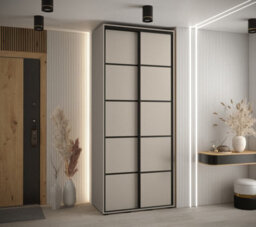 Arte Stylish And Space-Saving Dakota Iv Sliding Door Wardrobe W1000mm H2350mm D600mm In Elegant Cashmere & Black Finish - thumbnail 2
