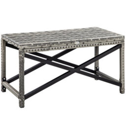 Wyld Haus Donori Grey Rattan Outdoor Coffee Table With X-Frame And Woven Top, L80 X D40 X H43Cm - thumbnail 2