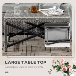 Wyld Haus Donori Grey Rattan Outdoor Coffee Table With X-Frame And Woven Top, L80 X D40 X H43Cm - thumbnail 5