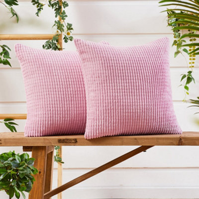 Deconovo Set Of 2 Square Throw Pillow Casess 50Cm X 50Cm, 20X20 Inches Grid Cushion Covers For Sofa Chairs(Baby Pink, 2 Pieces) - image 1