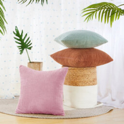 Deconovo Set Of 2 Square Throw Pillow Casess 50Cm X 50Cm, 20X20 Inches Grid Cushion Covers For Sofa Chairs(Baby Pink, 2 Pieces) - thumbnail 3