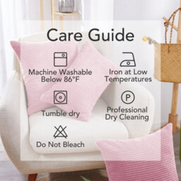 Deconovo Set Of 2 Square Throw Pillow Casess 50Cm X 50Cm, 20X20 Inches Grid Cushion Covers For Sofa Chairs(Baby Pink, 2 Pieces) - thumbnail 4