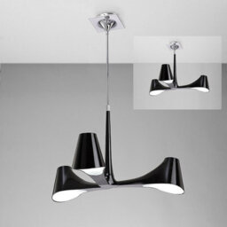 Luminosa Lighting Luminosa Ora Telescopic Convertible To Semi Flush 3 Light E27, Gloss Black/polished Chrome - thumbnail 2