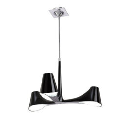Luminosa Lighting Luminosa Ora Telescopic Convertible To Semi Flush 3 Light E27, Gloss Black/polished Chrome