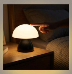 Mushroom Led Table Lamp Charging Touch Desk Coffee Bar, Hotel Bedroom Decoration, Nordic Atmosphere, Small Night Light(Black) - thumbnail 2