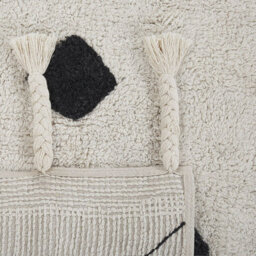 Beliani Oriental Geometric Rug 80 X 150 Cm Off-White Black With Tassels - thumbnail 5