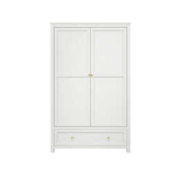 Wyld Haus Tulle Panelled 2-Door White Wood Wardrobe With 1 Drawer - thumbnail 3