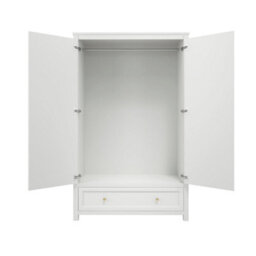Wyld Haus Tulle Panelled 2-Door White Wood Wardrobe With 1 Drawer - thumbnail 4