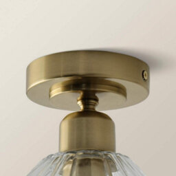 Valuelights Cheltenham Brushed Gold Flush Ceiling Light With Ribbed Shade And Bulb - thumbnail 5