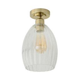 Valuelights Cheltenham Brushed Gold Flush Ceiling Light With Ribbed Shade And Bulb - thumbnail 6