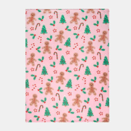 OHS Xmas Throw Over Bed Blanket Gingerbread Man Soft Warm, Pink - 120 X 150Cm - thumbnail 6