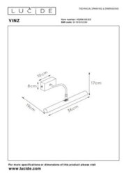 Lucide Vinz Picture Light 360 mm Matt Gold - thumbnail 6