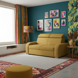 Oslo M 2 Living Room Sofa Adjustable Headrests Mdf Chipboard Frame Polyurethane Foam 170X100X85 100Cm Yellow