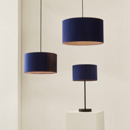 Valuelights Reni Navy Velvet Drum Ceiling Lamp Shade (D)25Cm - thumbnail 6