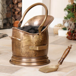 Dibor Contemporary Antique Brass Fireside 4 Piece Freestanding Companion Set With Coal Bucket And Shovel - thumbnail 4