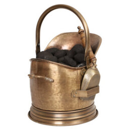 Dibor Contemporary Antique Brass Fireside 4 Piece Freestanding Companion Set With Coal Bucket And Shovel - thumbnail 5