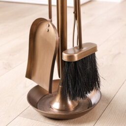 Dibor Contemporary Antique Brass Fireside 4 Piece Freestanding Companion Set With Coal Bucket And Shovel - thumbnail 3