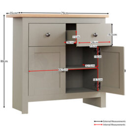 Lassic Vida Designs Arlington Grey 2 Drawer 2 Door Sideboard Storage Cabinet Cupboard - thumbnail 2