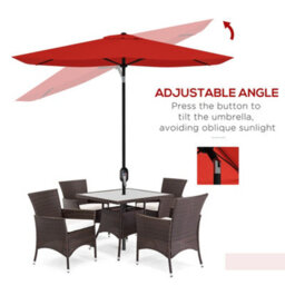 Outsunny 2 X 3(M) Garden Parasol Rectangular Market Umbrella W/ Wine Red - thumbnail 4