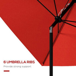 Outsunny 2 X 3(M) Garden Parasol Rectangular Market Umbrella W/ Wine Red - thumbnail 6