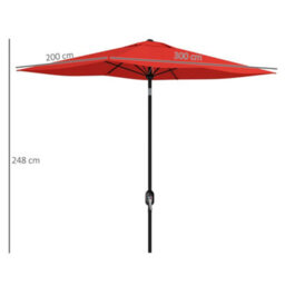 Outsunny 2 X 3(M) Garden Parasol Rectangular Market Umbrella W/ Wine Red - thumbnail 3