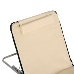 Outsunny 2 Pieces Outdoor Beach Mat Steel Reclining Chair Set W/ Pillow Beige - thumbnail 9