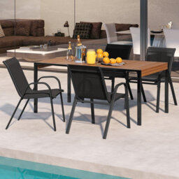 Gainoom Set Of 4 Black Patio Chairs Stackable Metal Dining Chair With Armrests - thumbnail 2
