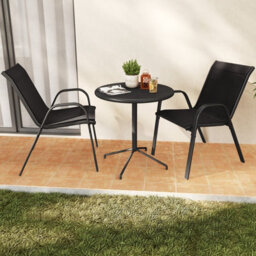 Gainoom Set Of 4 Black Patio Chairs Stackable Metal Dining Chair With Armrests - thumbnail 8