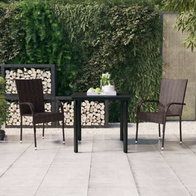 Berkfield 3 Piece Outdoor Dining Set Brown And Black - image 1