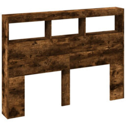 Berkfield Headboard Cabinet With Led Smoked Oak 140X17X102 Cm - thumbnail 3
