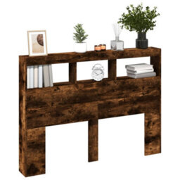 Berkfield Headboard Cabinet With Led Smoked Oak 140X17X102 Cm - thumbnail 5