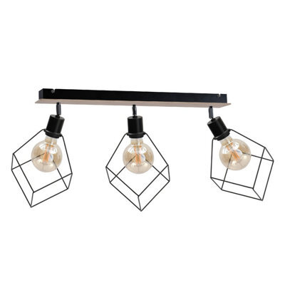 Luminosa Lighting Luminosa Ruben Ceiling Spotlight Bar Wood, 65Cm, 3X E27
