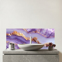 Warren Reed Designer Light Purple Marble Effect Glass Bathroom Splashback - thumbnail 1