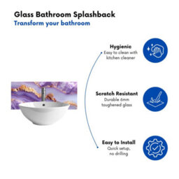 Warren Reed Designer Light Purple Marble Effect Glass Bathroom Splashback - thumbnail 3