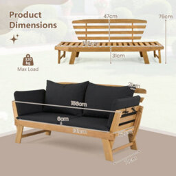 Patio Convertible Couch Sofa Bed Outdoor Daybed - thumbnail 2