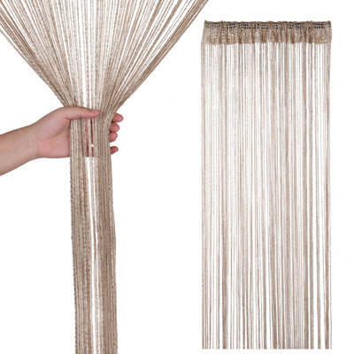 Neel Blue String Curtains Glitter Fringe Panel Fly Screen Doorway Tassel Curatin, 200Cm X 90Cm - Champagne - image 1