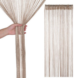 Neel Blue String Curtains Glitter Fringe Panel Fly Screen Doorway Tassel Curatin, 200Cm X 90Cm - Champagne - thumbnail 1