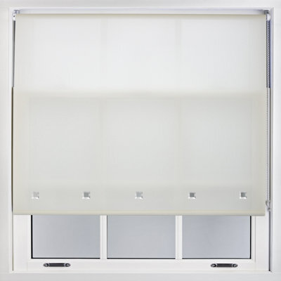 Trimmable Daylight Roller Blind With Square Eyelets And Metal Fittings By Furnished - Cream (W)120Cm X (L)210Cm