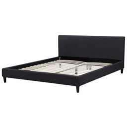 Beliani Bed With Led Fabric Fitou 180 X 200 Cm (Eu Super King) Black - thumbnail 4