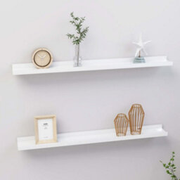 Vidaxl Wall Shelves 2 Pcs High Gloss White 80X9X3 Cm - thumbnail 1