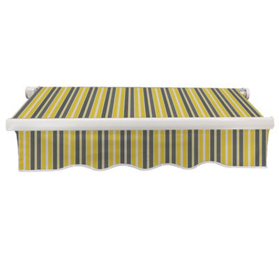 Sundaze 4X3M Garden Awning Replacement Fabric Top Cover Front Valance Yellow-Stripe - image 1