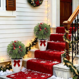 Amorly 56Cm Artificial Outdoor Flower Ground Stake, Faux Cedar Branches Holiday Decor, Festive Ornament For Front Porch, Garden Displays - thumbnail 8