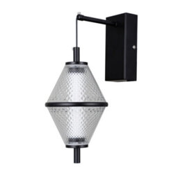 Luminosa Lighting Luminosa Fuente Wall Lamp Matt Black, Chrome 3000K Warm White - thumbnail 1