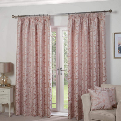 Emma Barclay Duchess Paisley Pencil Pleat Curtains Blush - image 1