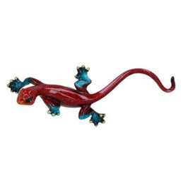 AB Tools Red Speckled Gecko Lizard Resin Wall Shed Sculpture Decor Statue Small House - thumbnail 3