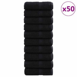 Berkfield Towels 50 Pcs Black 30 X 30 Cm Cotton - thumbnail 2
