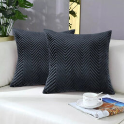 Ameha Black Embossed Velvet Cushion Cover Pack Of 4, Soft Anti Allergic Zip Closure, 18X18 Inch - thumbnail 7