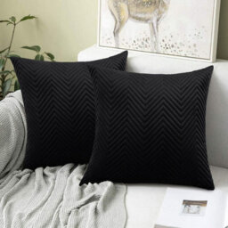 Ameha Black Embossed Velvet Cushion Cover Pack Of 4, Soft Anti Allergic Zip Closure, 18X18 Inch - thumbnail 9