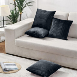 Ameha Black Embossed Velvet Cushion Cover Pack Of 4, Soft Anti Allergic Zip Closure, 18X18 Inch - thumbnail 2